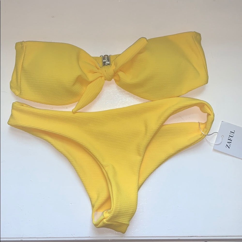 Yellow bandeau bikini